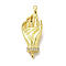 Brass Micro Pave Clear Cubic Zirconia Palm Connector Charms, Long-Lasting Plated, Cadmium Free & Lead Free, Golden, 25.5x10x5mm, Hole: 0.8mm and 1mm