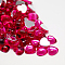 Taiwan Acrylic Rhinestone Cabochons, Flat Back and Smooth, Heart, Deep Pink, 12x12x5mm