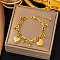 304 Stainless Steel Multi-strand Bracelets, Heart Charm Bracelets for Women, Golden, 6-1/4 inch(15.8cm)