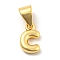Brass Charms, Real 18K Gold Plated, Long-Lasting Plated, Lead Free & Cadmium Free, Letter Charm, Letter C, 9x6.5x2mm, Hole: 5x3.5mm