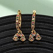 Серьги-кольца из радужной латуни с микропаве из кубических цирконий EJEW-F384-13G