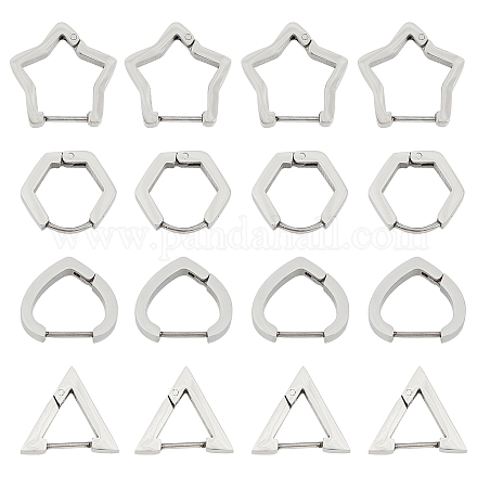 8 пара серег-колец Huggie Hoop из нержавеющей стали 304 в 4 стилях STAS-UN0021-60P-1