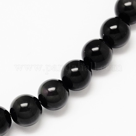 Класс ААА естественно обсидиана круглые бусины пряди X-G-L275-03-8mm-1