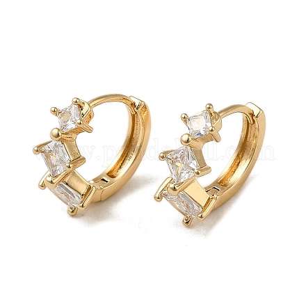Серьги-кольца из латуни с микропаве из кубического циркония EJEW-L271-22KCG-04-1