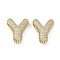 Brass Micro Pave Clear Cubic Zirconia Pendants, Cadmium Free & Nickel Free & Lead Free, Letter Y, 22x24x8.5mm, hole: 4x2.5mm and 4x2mm