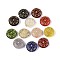 Glass Beads, Flat Round with Flower, Golden Metal Enlaced, Mixed Color, 14x5.5~6.5mm, Hole: 0.9~1mm