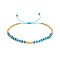 Round Natural Blue Agate Beaded Braided Bead Bracelets, Janpanese Miyuki Glass Seed Bead Bracelets for Women