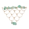 Natural Green Aventurine Chip Copper Wire Wrapped Connector Charms, Triangle Mesh Links, Golden, 52x80.5x9mm, Hole: 2.5mm