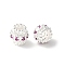 Brass Micro Pave Cubic Zirconia European Beads, Barrel, Rack Plating, Lasting Plated, Cadmium Free & Lead Free, Medium Violet Red, 8x7.5mm, Hole: 4mm