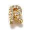 Rack Plating Brass Micro Pave Clear Cubic Zirconia Beads, Long-Lasting Plated, Cadmium Free & Lead Free, Real 18K Gold Plated, Letter R, 8x6x3mm, Hole: 0.8mm