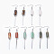Natural Gemstone Dangle Earrings, with Alloy Spacer Beads and 304 Stainless Steel Findings, Column and Rectangle, Platinum & Antique Silver, 78mm, Pendant: 61x8mm, Pin: 0.6mm