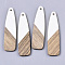 Resin & Walnut Wood Big Pendants, Bullet, White, 66~66.5x17x3~3.5mm, Hole: 1.6mm