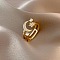 Brass Micro Pave Clear Cubic Zirconia Open Cuff Rings for Women, Moon & Star, Golden, Inner Diameter: 16~19mm