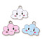 Alloy Enamel Pendants, Cloud Charm, Platinum, 16x18x1.5mm, Hole: 1.8mm