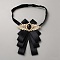 Bowknot Polyester Suit Necktie, Pre-tied Adjustable/Elastic School Uniform Ties, with Alloy Rhinestone Findings, Golden, 165x105x15mm