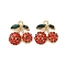 Alloy Pendants, with Rhinestone, Cadmium Free & Nickel Free & Lead Free, Cherry, Siam, 16.5x16mm, Hole: 1.6mm