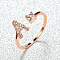Brass Micro Pave Cubic Zirconia Cuff Rings for Women, Open Rings, Rose Gold, Letter A, Inner Diameter: 16~19mm