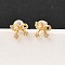 Brass Micro Pave Clear Cubic Zirconia Bowknot Stud Earrings, with 316 Surgical Stainless Steel Pin, Nickel Free, Real 18K Gold Plated, 7x8mm