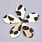 Eco-Friendly Cowhide Pendants, Teardrop with Leopard Print, Beige, 38x21x1mm, Hole: 1.5mm
