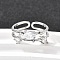 Teardrop 925 Sterling Silver Cubic Zirconia Adjustable Cuff Rings for Women, Platinum, 8mm, Inner Diameter: 16.2mm