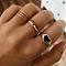 4Pcs Alloy with Rhinestone Finger Rings, Heart, Golden, Inner Diameter: 16~19mm