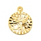Rack Plating Brass Pendants, Long-Lasting Plated, Flat Round Charm, Golden, 18.5x15x0.9mm, Hole: 1.2mm