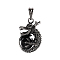 Stylish Retro 304 Stainless Steel Agate Dragon Pendants, Antique Silver, Black, 37.5x17x25mm, Hole: 6x10.5mm