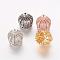 Brass Micro Pave Cubic Zirconia Beads, Tassel Cap Bail, Crown, Hollow, Clear, Mixed Color, 11x11mm, Hole: 1mm