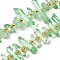 Natural Quartz Crystal Beads Strands, Faceted, Dyed, Nuggets Stick, with Seed Beads, Pale Green, 11~25x3~9x4~10mm, Hole: 1~1.2mm, about 19~26pcs/strand, 7.09~7.48''(18~19cm)
