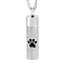 Paw Print Pattern Column Ash Urn Stainless Steel Pendant Neckalce, Empty Portable Bottle Necklace, Pet Memorial Cable Chain Necklace, Stainless Steel Color, 21-5/8 inch(55cm)