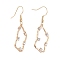 Dangle Earrings, Real 18K Gold Plated Brass Cubic Zirconia Pendants and Brass Earring Hooks, with Cardboard Box, 45mm, Pin: 0.6mm