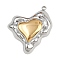 304 Stainless Steel Pendants, Ion Plating(IP), Heart Charm, Golden & Stainless Steel Color, 40x34.5x6.5mm, Hole: 2.5mm