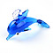 Handmade Silver Foil Lampwork Pendants, Dolphin Charms, Deep Sky Blue, 27~29x44~46x16.5~18.5mm, Hole: 4~5x4~6mm