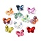 Transparent Glass Beads, Butterfly, Gradient Color, Mixed Color, 10x14.5x5~6.5mm, Hole: 1mm