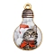 Alloy Pendant, Lead Free & Cadmium Free & Nickel Free, Lamp Bulb with Cat Shape, WhiteSmoke, 28x17x1.5mm, Hole: 1.8mm