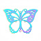 201 Stainless Steel Butterfly Chandelier Component Links, Rainbow Color, 40.5x54x0.3mm, Hole: 1.2~1.8mm