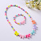 Plastic Beaded Necklaces & Beaded Bracelets, Kid Jewelry Sets, Colorful, Bowknot, 450mm & 140mm