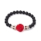 Resin and Synthetic Turquoise Bracelets, Black Agate Bracelets, Halloween Skull & Flower, White, Inner Diameter: 2-1/2 inch(6.2cm)