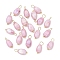 20Pcs Opaque Baking Painted Crackle Glass Charms, Melon Seeds, with Brass Loops, Golden, Faceted, Pink, 13.5x6x4.5mm, Hole: 3mm, 20pcs/set