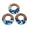 Resin and Walnut Pendants, Flat Round, Dodger Blue, 38x3mm, Hole: 2mm