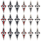 24Pcs 6 Colors Rhinestone Cross Pendatn with Enamel, Alloy Charms, Mixed Color, 47.5x21.5x4mm, Hole: 1.8mm, 4Pcs/color