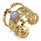 Synthetic Blue Lace Agate Finger Rings, 304 Stainless Steel Multi-layer Open Cuff Rings, Real 18K Gold Plated, 19.5mm, Adjustable
