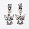 Tibetan Style Alloy European Dangle Charms, Large Hole Pendants, Angel, Antique Silver, 30mm,Pendant: 19.5x14x2mm, Hole: 4.5mm