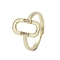 Brass Adjustable Rings, Cadmium Free & Nickel Free & Lead Free, with Cubic Zirconia, Oval, US Size 7 1/4(17.5mm)