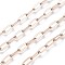 Ion Plating(IP) 304 Stainless Steel Cable Chains, Paperclip Chains, Drawn Elongated Cable Chains, Soldered, with Spool, Rose Gold, 9.7x4.2x0.9~1mm, about 32.8 Feet(10m)/roll