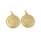 Brass Pendants, Flat Round with Word Amor Pattern Charms, with Jump Ring, Long-Lasting Plated, Rack Plating, Lead Free & Cadmium Free, Real 18K Gold Plated, 17x15x2mm, Hole: 3.5mm