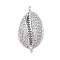 Rack Plating Brass Micro Pave Clear Cubic Zirconia Shell Shaped Connector Charms, Long-Lasting Plated, Cadmium Free & Lead Free, Platinum, 19.5x10x4.5mm, Hole: 1mm