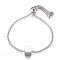 Tarnish Resistant Adjustable 304 Stainless Steel Bolo Bracelets, Slider Bracelets, with Box Chains, Cube, 303 Stainless Steel Findings, Stainless Steel Color, 11 inch(28cm)