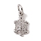 Brass Micro Pave Cubic Zirconia Charms, with Jump Ring, Cadmium Free & Lead Free, Tortoise Charms, Platinum, 13x7x2.5mm, Hole: 3mm