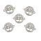 Brass Micro Pave Clear Cubic Zirconia Connector Charms, Cadmium Free & Nickel Free & Lead Free, Flat Round Links with Tree of Life, Platinum, 22x17x2.5mm, Hole: 1.5mm